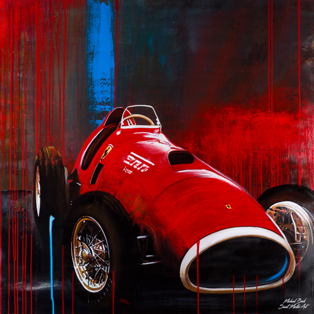 Oil painting Ferrari 500 F2 Rennwagen